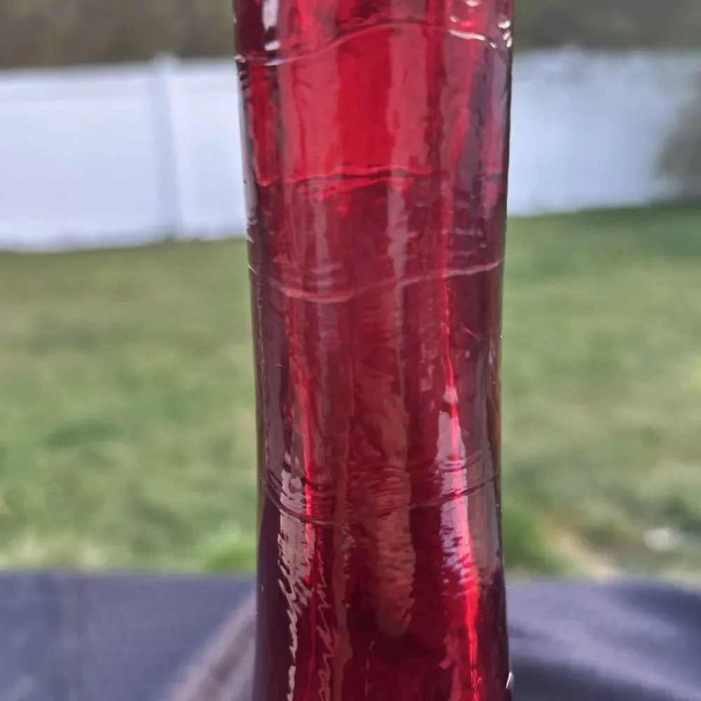 Pier 1 Art Glass Amber Vase Orange Fall Bubble Tall Glass Halloween Autumn 9”